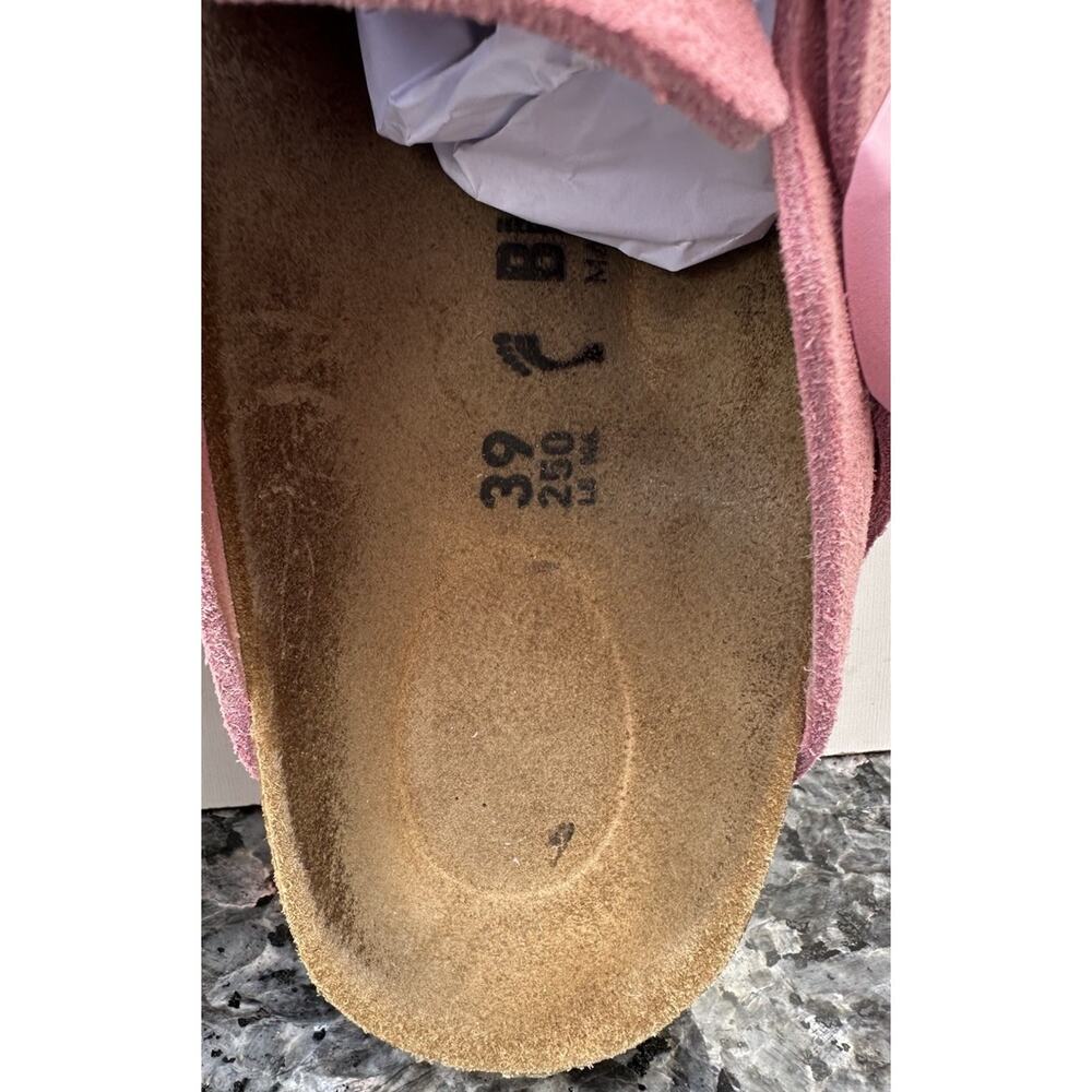 Stained Birkenstock Boston Bs Color Candy Pink Suede Ladies Size 8 - Picture 10 of 12